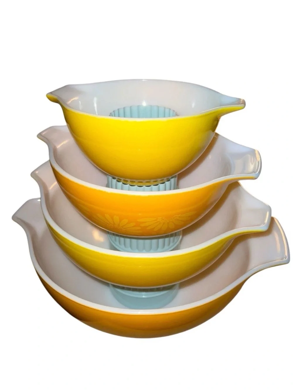 Vintage Pyrex Daisy Sunflower Cinderella Bowls 441 442 443 444 Set